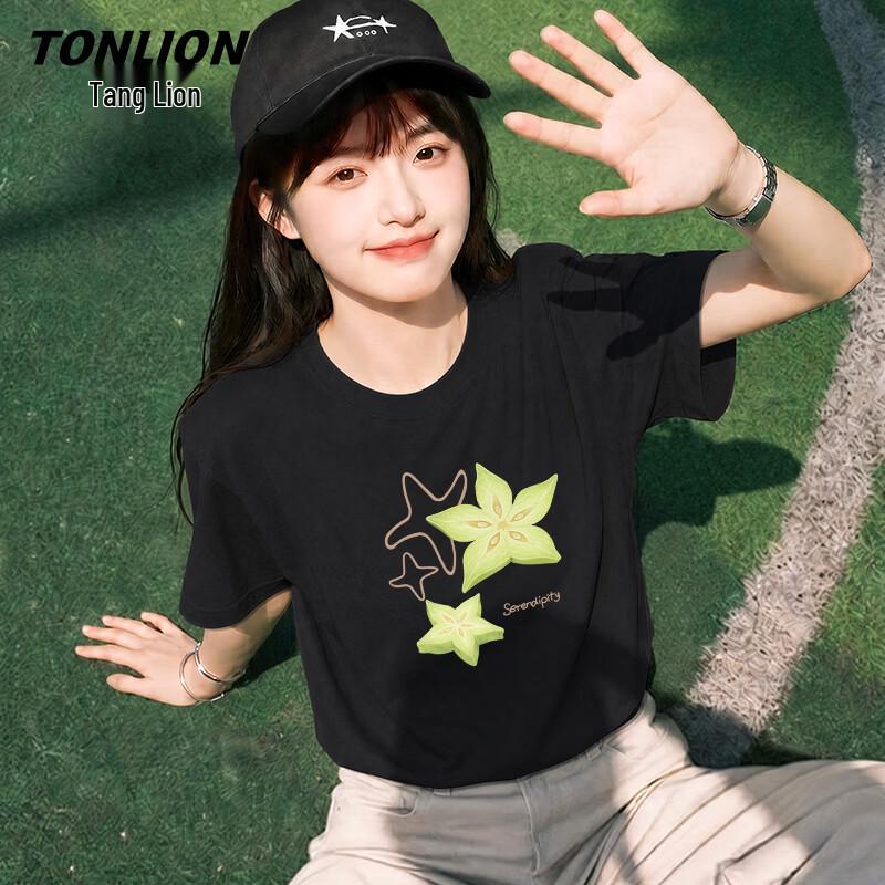 TonLion Women s Cartoon Print Cotton T-Shirt 4XL