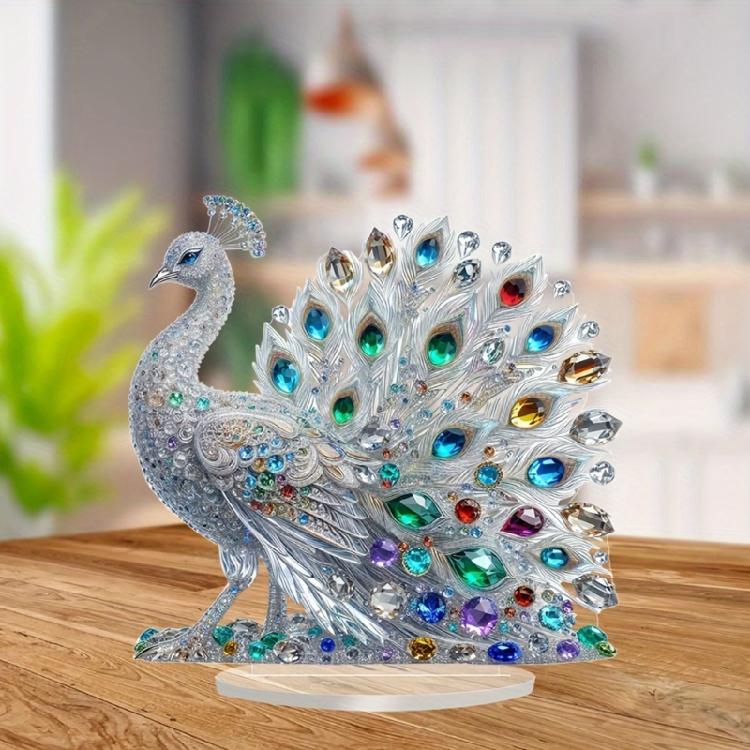Acrylic Peacocks Statue Figurines Table Centerpieces Animal Figurines Sculptures Table Ornament for Home Office Decors