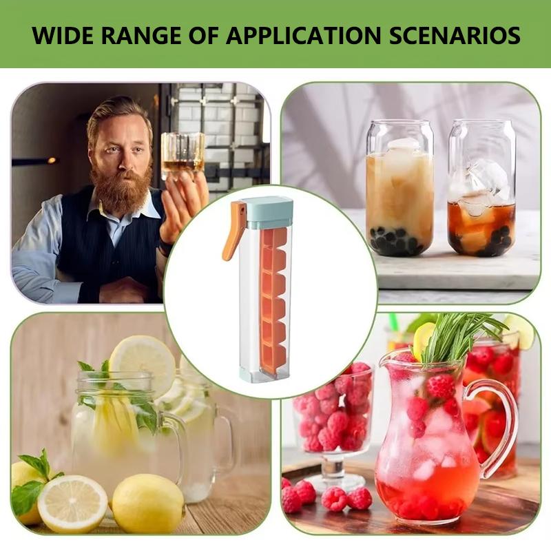 Creative One Handed Press 6-Grid Ice Cube Mold For Home Ice Making, Release Ices Box For Whiskey, Cocktail Drinks, Bar Tools