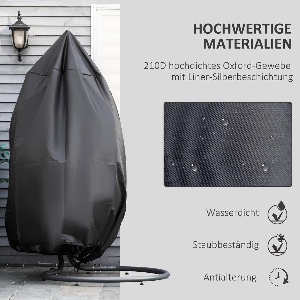 Black Hanging Chair Cover, Waterproof and Windproof, Protective Cover with Zipper, Cover for Hanging Basket, Swing Chair, Hanging Chair