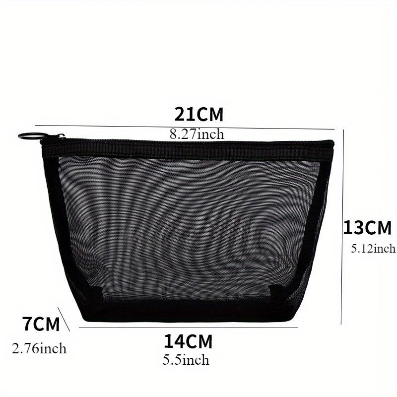 3 Pieces Mesh Cosmetic Bag Mesh Makeup Bags Zipper Pouch for Offices Travel Accessories 3 Sizes(Black)