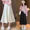Autumn/Winter High-Waisted Knit Pleated Maternity Skirt - Trendy, Slimming, Age-Reducing Long Skirt with Large Hem