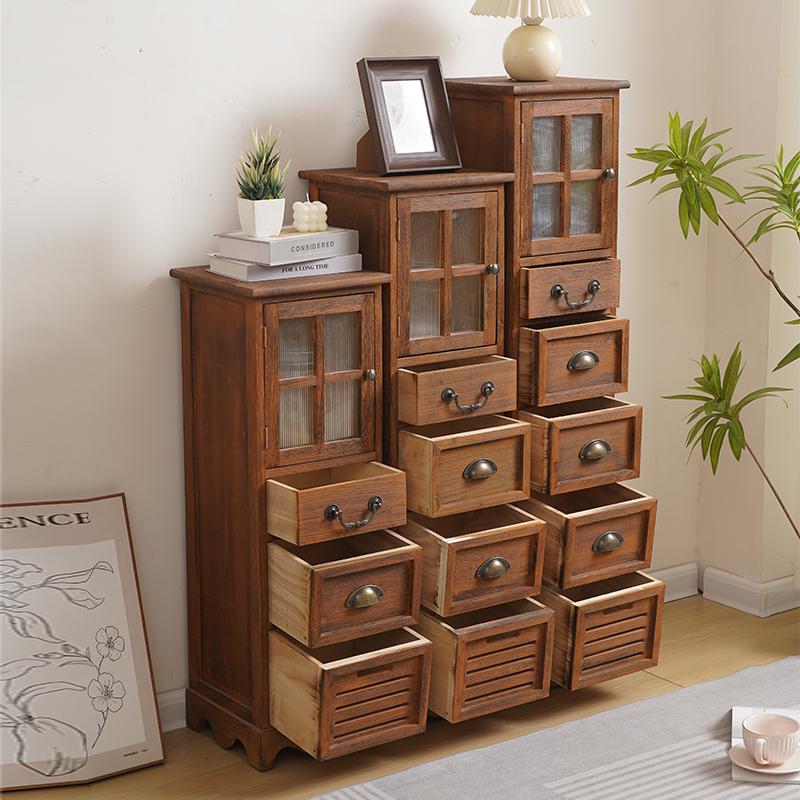 American Solid Wood Narrow Five-Drawer Sideboard and Bedside Cabinet