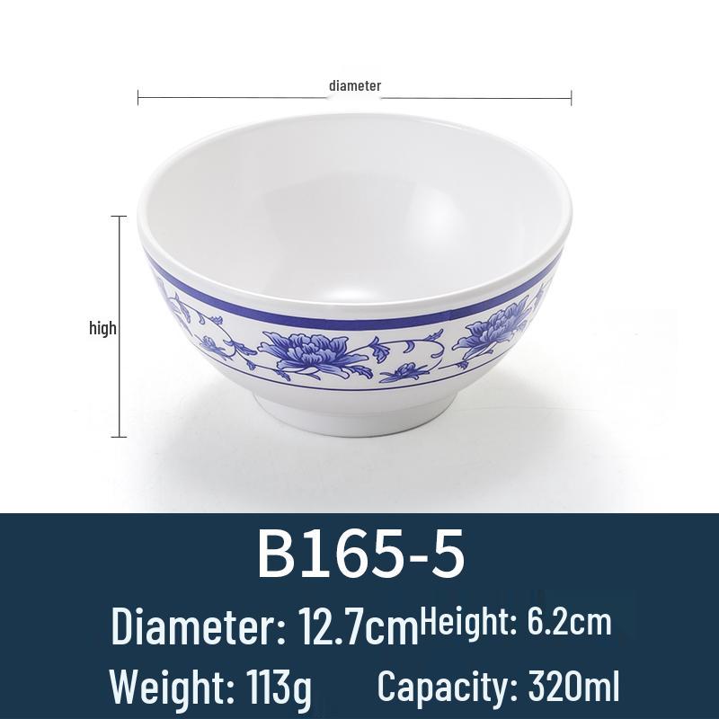 Melamine Blue & White Porcelain-Style Small Bowl for Seasoning, Rice, Porridge, Soup - Ideal for Hotels & Restaurants