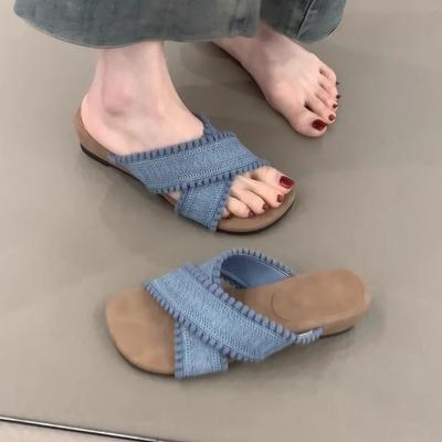 Sheepskin Edition~ Thick Bottom Wedge Heel Woven Cross Strap Roman Slippers Wear Bohemian Holiday Beach Cool Slippers