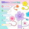 Flower Straw Cover Caps Silicone Straw Tips Lid 10Mm Reusable Dust-Proof Straw Topper For Stanleys Cup Party Decor