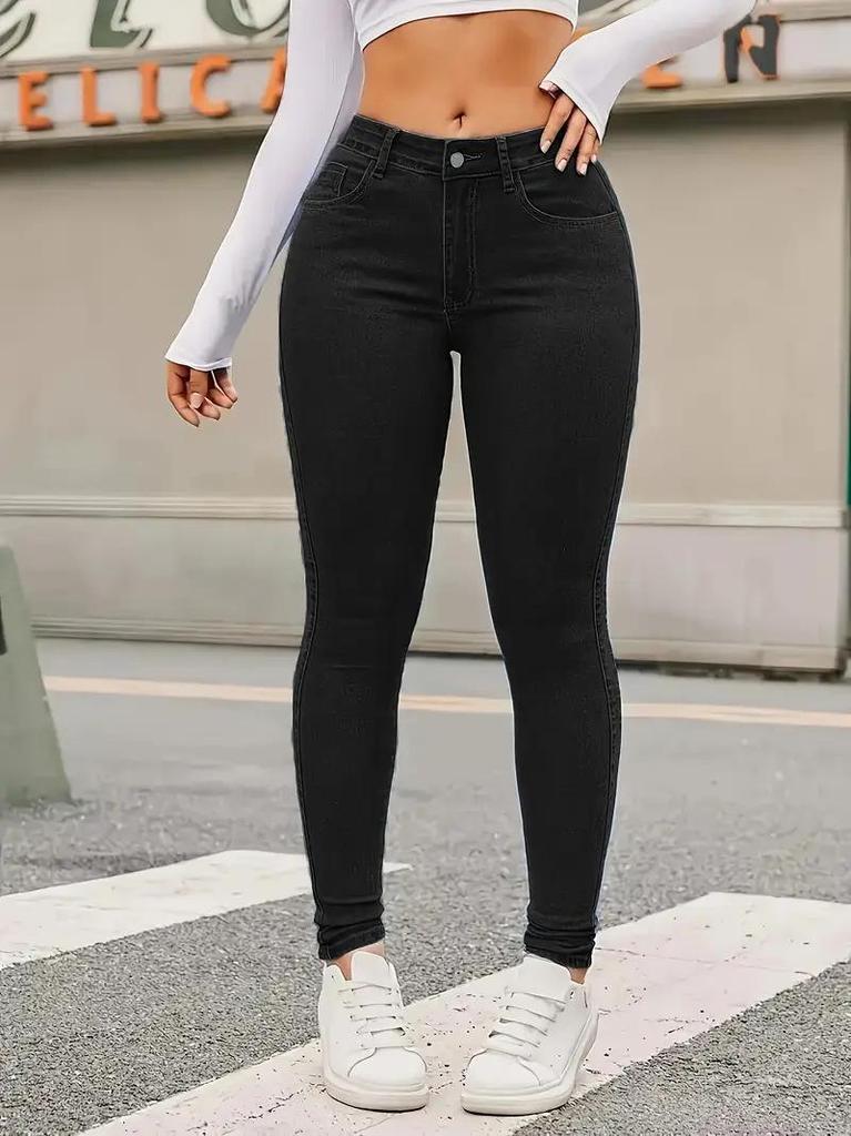 Damen Jeans mit hohem Bund, Po-Lifting, Slim Fit, Europäischer & Amerikanischer Stil