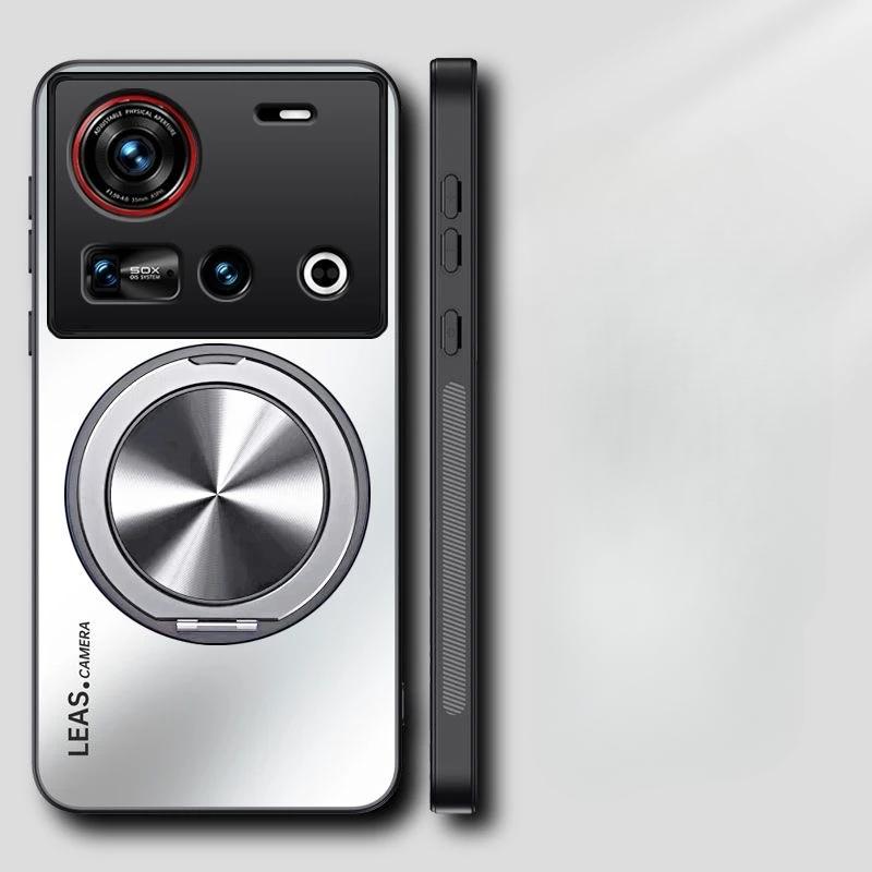 

Для Nubia Z70 Ultra Matte Magnetic Ring Stand Horder Защитная задняя крышка для ZTE Nubia Z70Ultra Frosted Hard PC Shockproof Bumper For Nubia Z70 Ultra белый