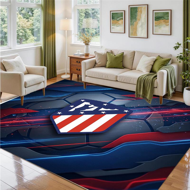 Covor din Catifea Cristal cu Design Atletico Madrid Covoraș Decorativ Moale pentru Dormitor Intrare