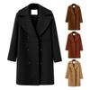 Wolljacke für Damen Übergröße Zweireihiger Mantel Umlegekragen Einfarbig Locker Thermisch Langärmelig Frühling Herbst Winter Pendeln Verabredung