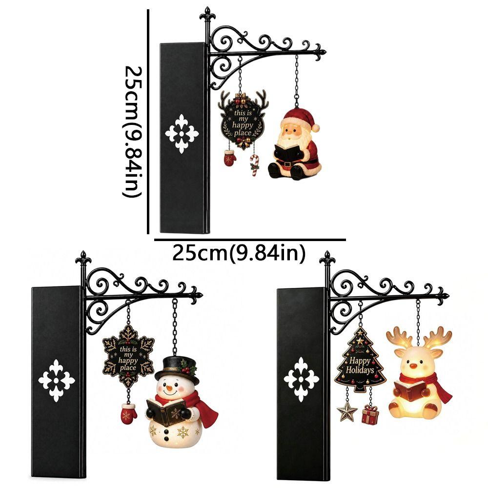Santa Claus Christmas Bookshelf Lamp Snowman Elk Reading Lamp LED Library Lantern  Christmas