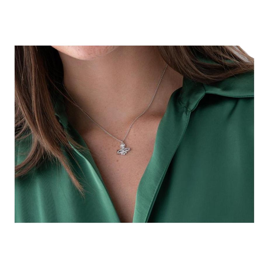 VIVIENNE WESTWOOD Narcissa Kristall Saturn Anhänger 925 Silber Halskette Damen Halskette 6302038B01P102P102