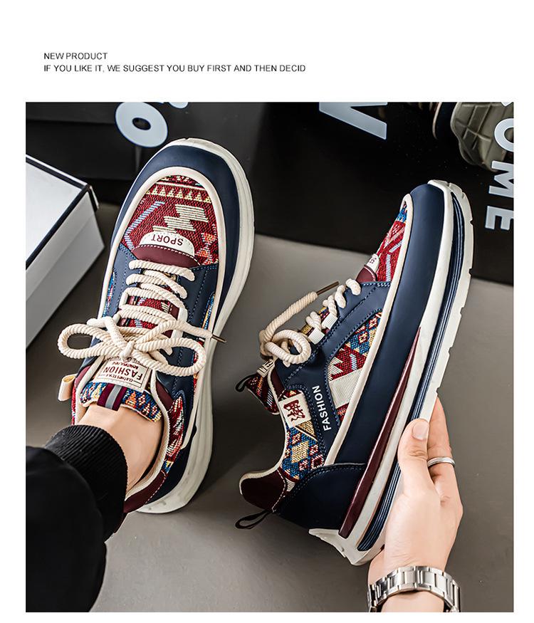 Men's 2025 Embroidered Breathable Casual Skate Shoes - Trendy, Versatile, Height-Increasing Dad Sneakers