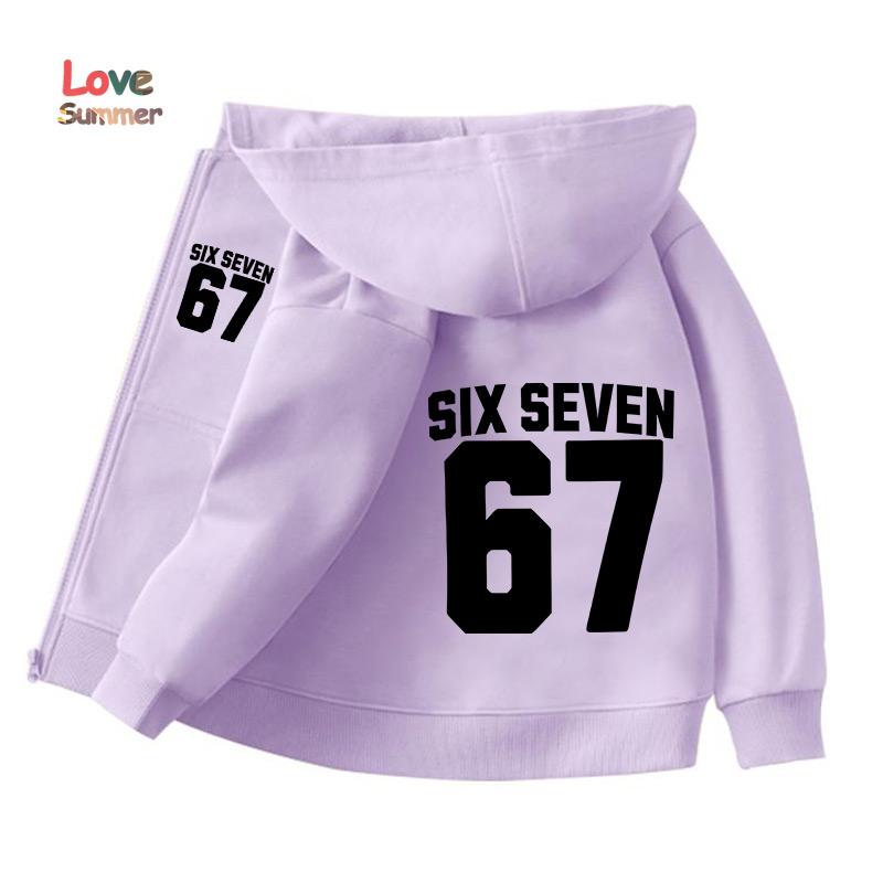 

67 Куртка зі блискавкою худі унісекс Six Seven Італійський Brainrot Харадзюку З капюшоном Весна Осінь Повсякденний Тонкий Верхній одяг Дитячий одяг Подарунок 140