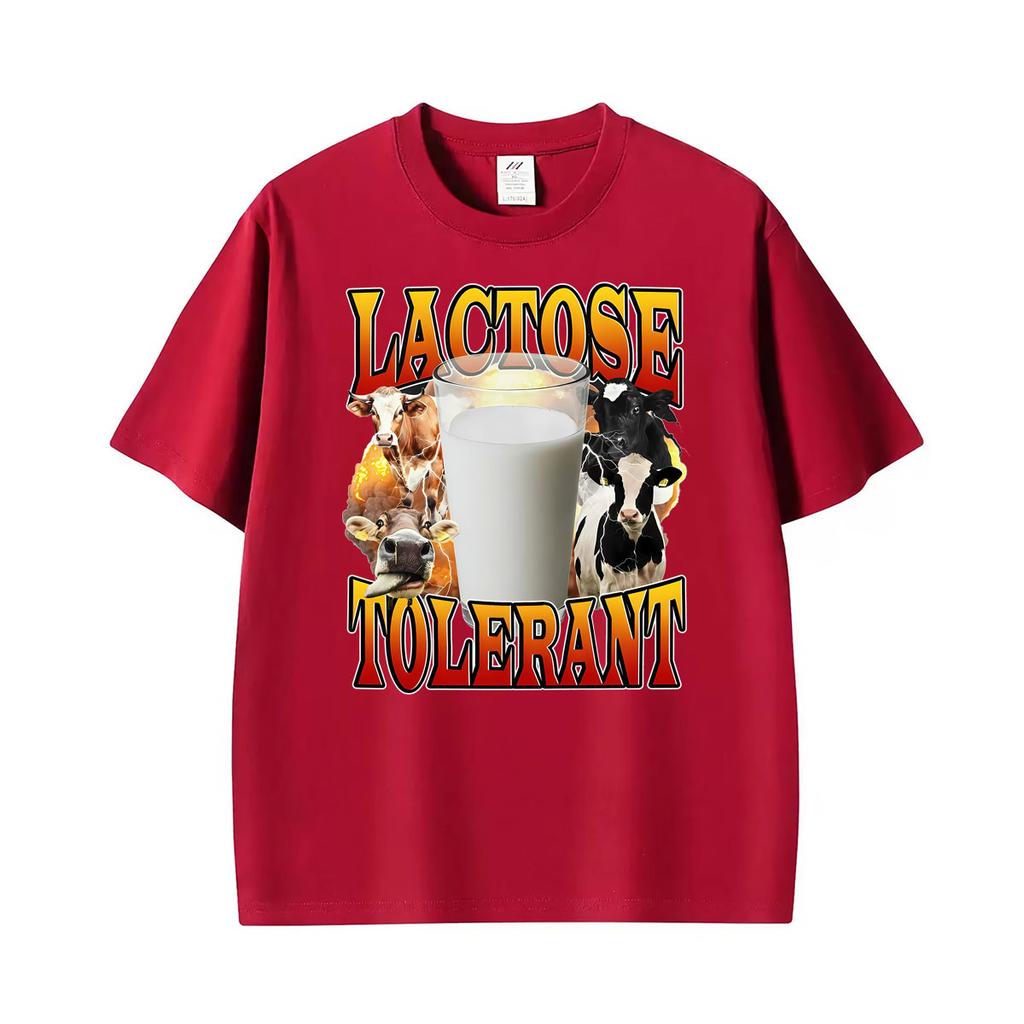 Lactose Tolerant Retro Milk 90s Funny Graphic T Shirts Unisex Unisex Harajuku Fashion Oversized Tshirt 100 Cotton Oneck Tee Shirt