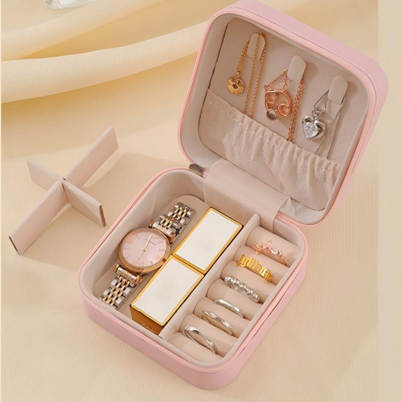 Portable Mini Jewelry Storage Box Travel Organizer Jewelry Case Leather Storage Earrings Necklace Ring Jewelry Organizer Display