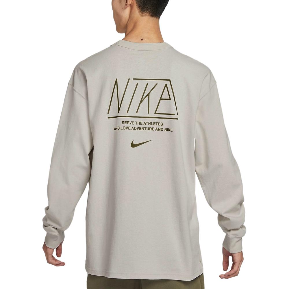 Nike Letter Logo Print Round Neck Long Sleeve T-Shirt Men Tops Milk-Tea FN7095-072