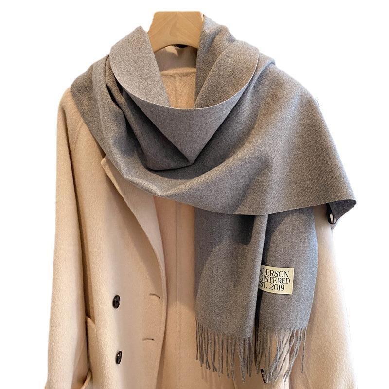 Scarf women's winter new versatile student solid color imitation cashmere scarf thick warm scarf men's shawl