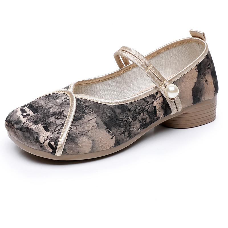Spring and summer new women's ethnic style cloth shoes, ancient temperament cheongsam, Chinese mother shoes, breathable soft-soled embroidered cloth