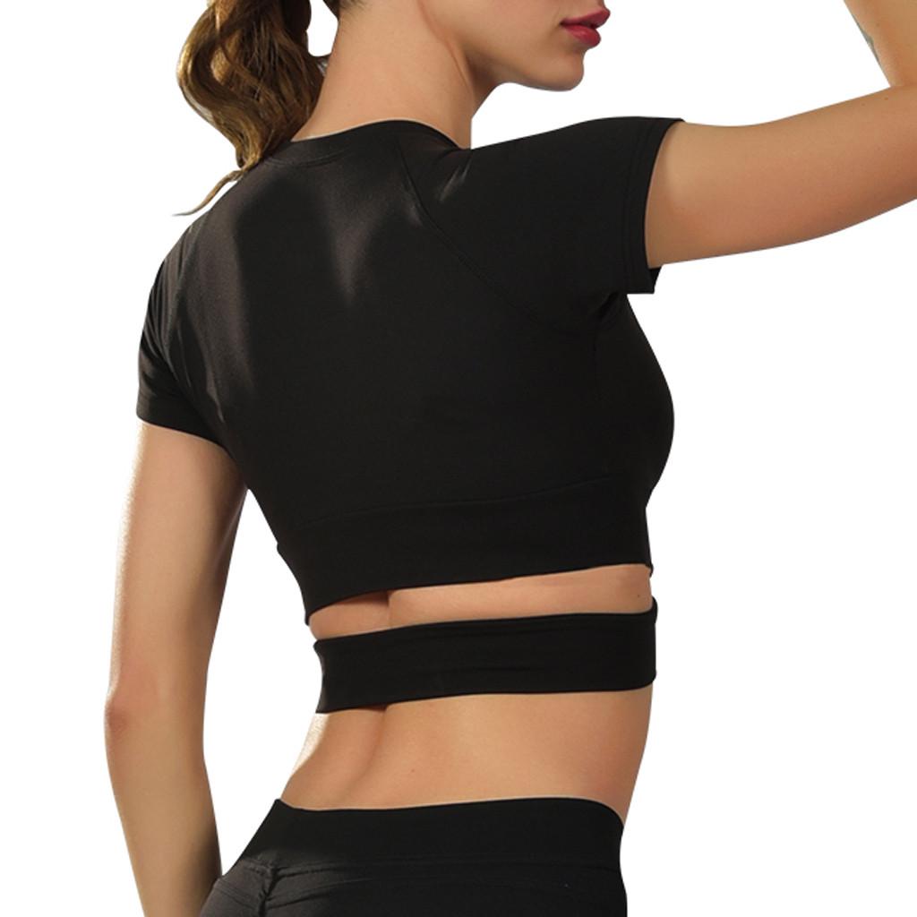WANGSHUIJUN Women Fashion Sports Yoga Fitness Workout Cross Hollow Out Short Sleeve T-Shirt Yoga Top WANGSHUIJUN Women Fashion Sports Yoga Fitness Workout Cross Hollow Out Short Sleeve T-Shirt Yoga Top