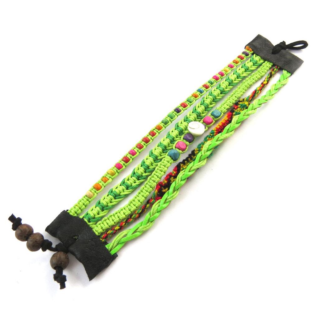 Les Trésors De Lily [N6339] - Green 'Kilimanjaro' Ethnic Bracelet (5 Rows)