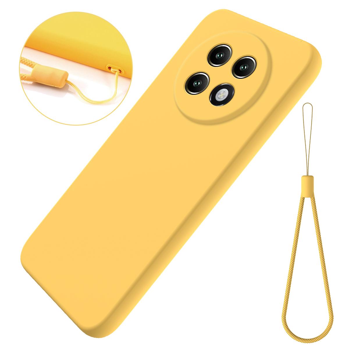 

Для Realme Realme 13+ 5G/13 Pro 5G (Китай) Чохол Рідкий Силікон Захист від Подряпин Чохол для Телефону з Ремінцем на Руку Yellow