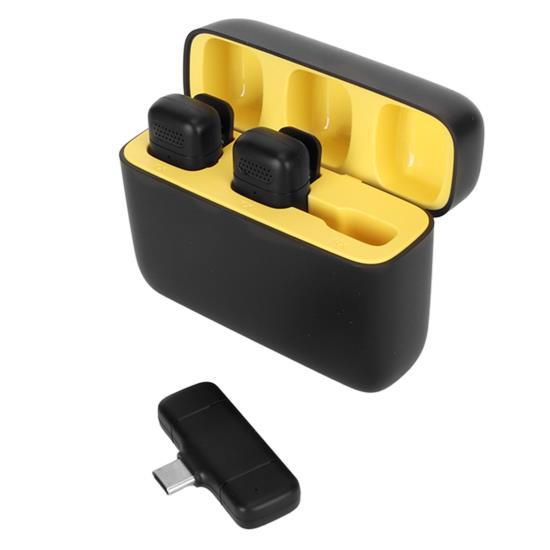 Wireless Lavalier Microphone Noise Reduction 2.4G Type C Receiver Mini Lapel Mic with Charging Case for Live Streaming