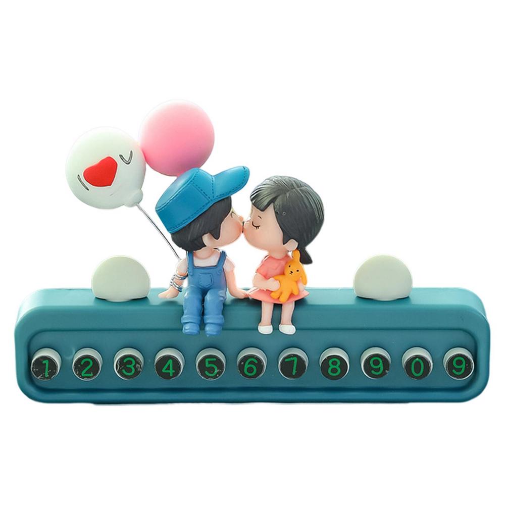 Phone Number Plate Couple Doll Temporary Number Plate Auto Heatproof Decorations Dashboard Display Decorations For Men Women
