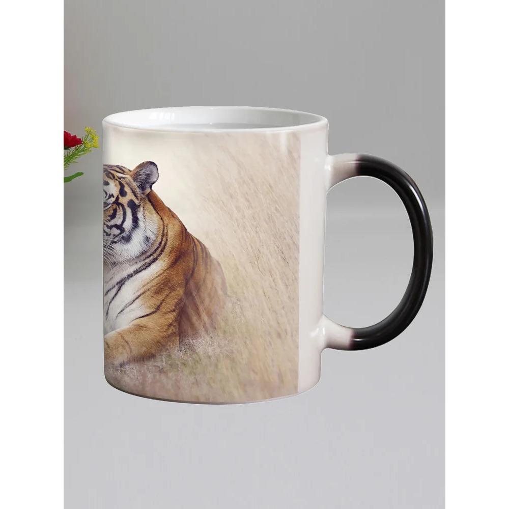Tiger Ceramic Color Changing Coffee Mugs, Magic Tea Cup, Super Gift, Novelty, Animal, Funny, 330ml