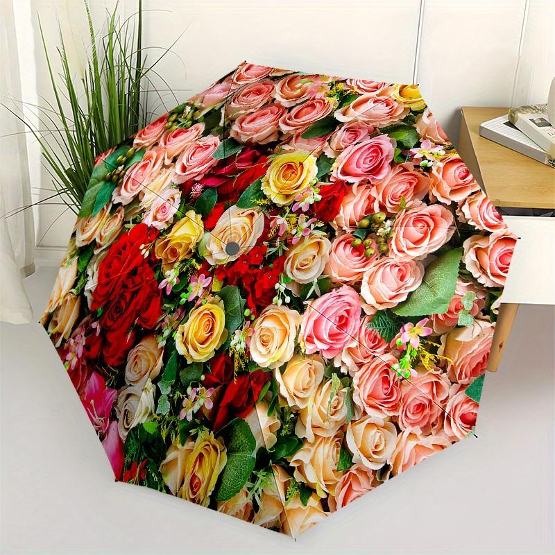 

Colorful Rose Bouquet Wall Decor - Perfect for Any Occasion!Umbrella, Portable 3-Fold Umbrella for Men & Women,Christmas Gift ES303