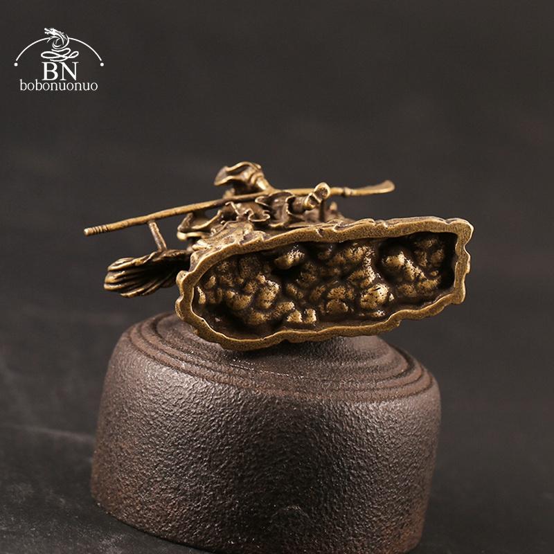 Messing Chinesischer Gott des Reichtums Reiten Pferd Guan Gong Statue Home Dekoration Zubehör Kupfer Büro Schreibtisch Dekor Buddha Ornamente