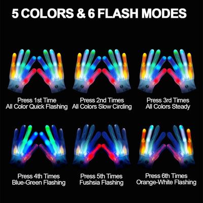 1 Paar Knipperende Schedel LED Verlichte Handschoenen Lichtgevende Props voor Kinderen Tieners Halloweenfeest Zacht Comfortabel Duurzaam Verstelbaar