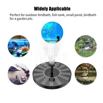 1.4W Solar Fountain Pump with 6 Nozzles Free Standing Water Pump Floating Fountain for Bird Bath
