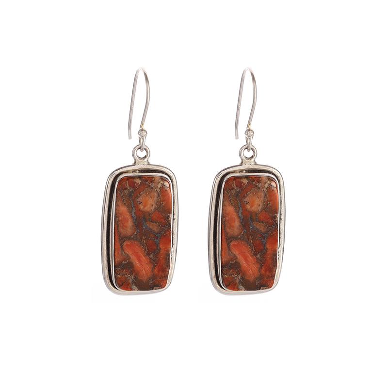 Retro Ethnic Style Red Zircon Earrings for Women, Elegant Earrings Accessories