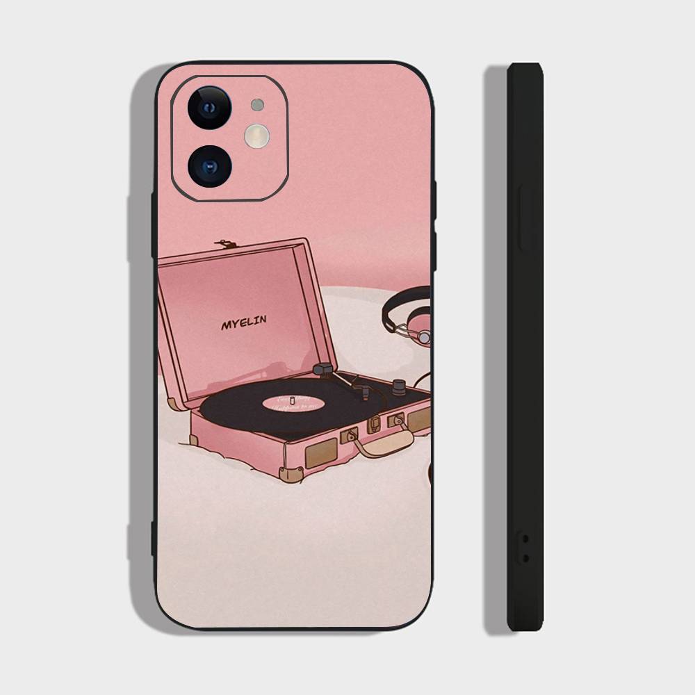 

Canned Music Phone Case For IPhone 17 Air 16 15 14 13 Pro Max 11 12 Black Silicone Cover IPHONE 17PROMAX