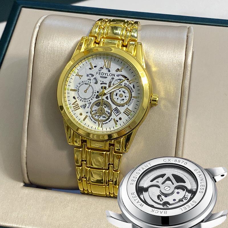 Ceas mecanic Tourbillon complet automat, nemecanic, ceas bărbătesc, impermeabil, luminos, curea din oțel, ceas bărbătesc