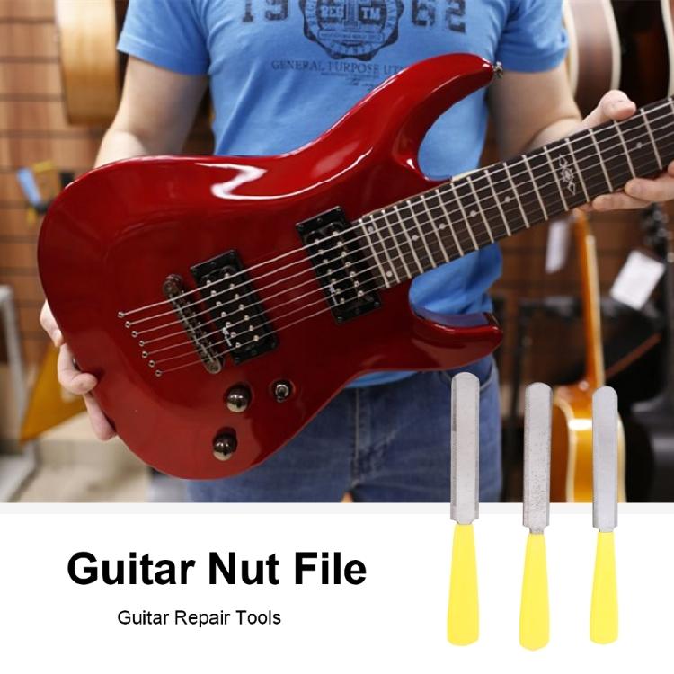 Double Edge Nut Slotting File Set Fret Crowning File for Bass Guitar Set of 3Pcs