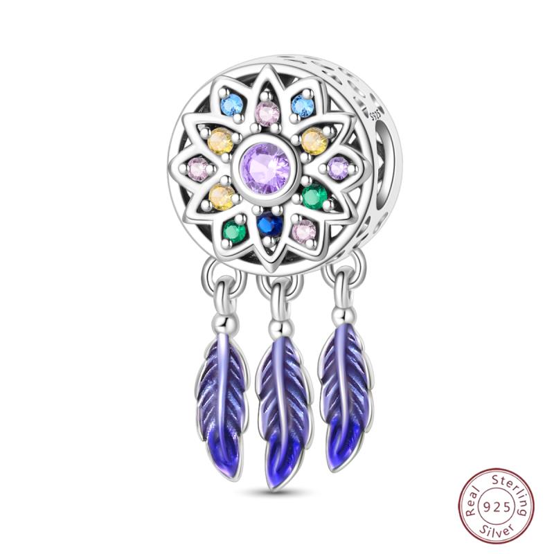 Copper Beaded Pendant Sparkling Zirconia Dream Catcher Original 3Mm Bracelet Women Fine Jewelry