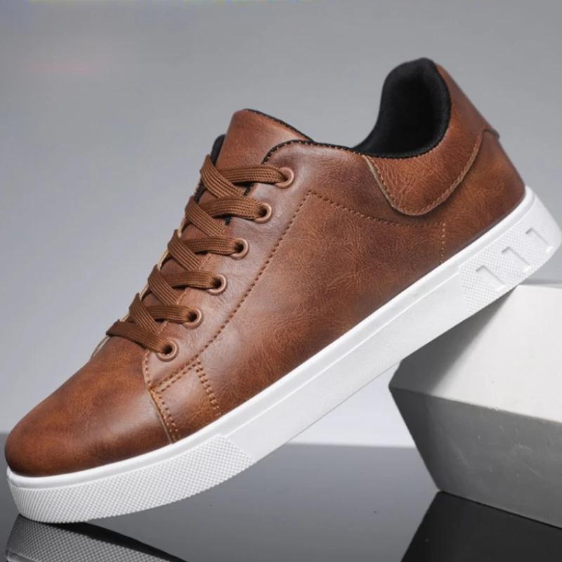Classic Men Leather Shoes Trendy All-match Platform Casual Shoes Loafers British Leather Sneakers Flats Shoes Male Zapatillas