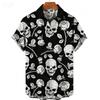 New Black and White Skeleton Rose Shirt Breathable and Versatile Niche Dark Top