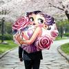 1pc Sturdy 8-Bone Auto Umbrella, Betty Boop Umbrella, Digital Printed, Foldable Umbrella for On-the-Go Outdoor Use