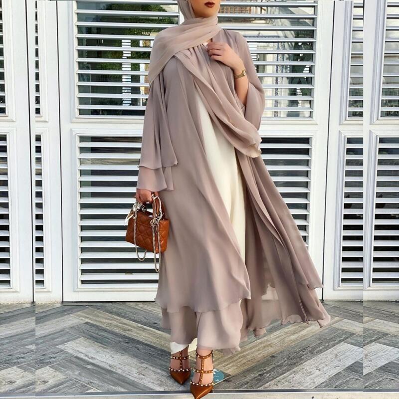 Muslim Fashion Abaya Mode Weiche und Elegante Große Größe Frauen Strickjacke Robe Einfarbig Strickjacke Kleid