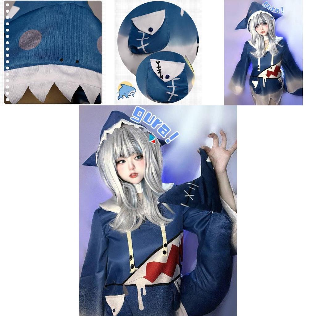 Get Hololive Gawr Gura Cosplay Costume Shark Jacket Outfit With Fish Tail Role Play