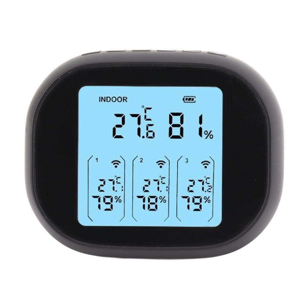 Indoor Outdoor Thermometer Celsius Fahrenheit Switching Visible At Night Wireless Black Temperature