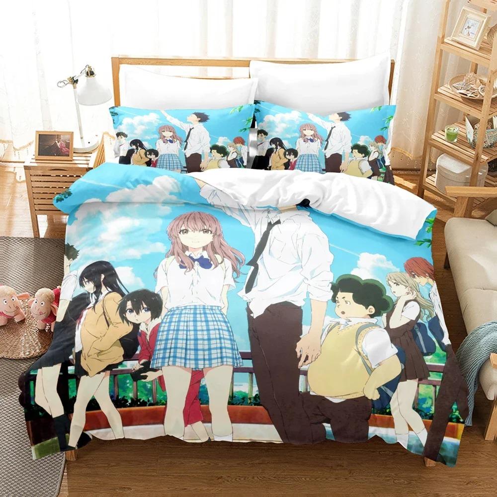 A Silent Voice Bedding Set Single Twin Full Queen King Size Bed Set Adult Kid Bedroom Duvet Cover Sets 3D Anime Bed Sheet Set