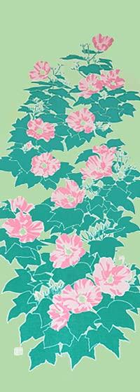 

Соменоанбо Тенугуї Квітка Листок Автентичний Фарбований Бавовна Токуока Зроблено в Японії 35см х 100см Гібіскус Зелений 100%