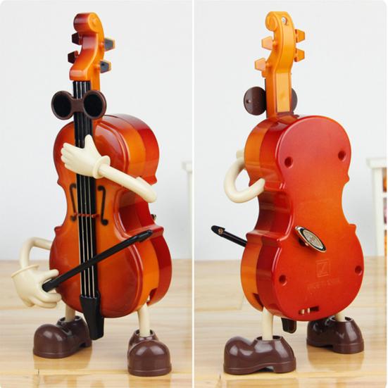 Swing Cartoon Cello Music Box Classic Melody Automatic Shaking Guitar Wind-up Musical Box Home Office Bedroom Desktop Decoration Ornament