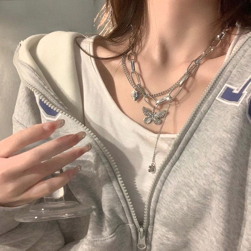Double Layered Butterfly Hip-Hop Necklace for Women