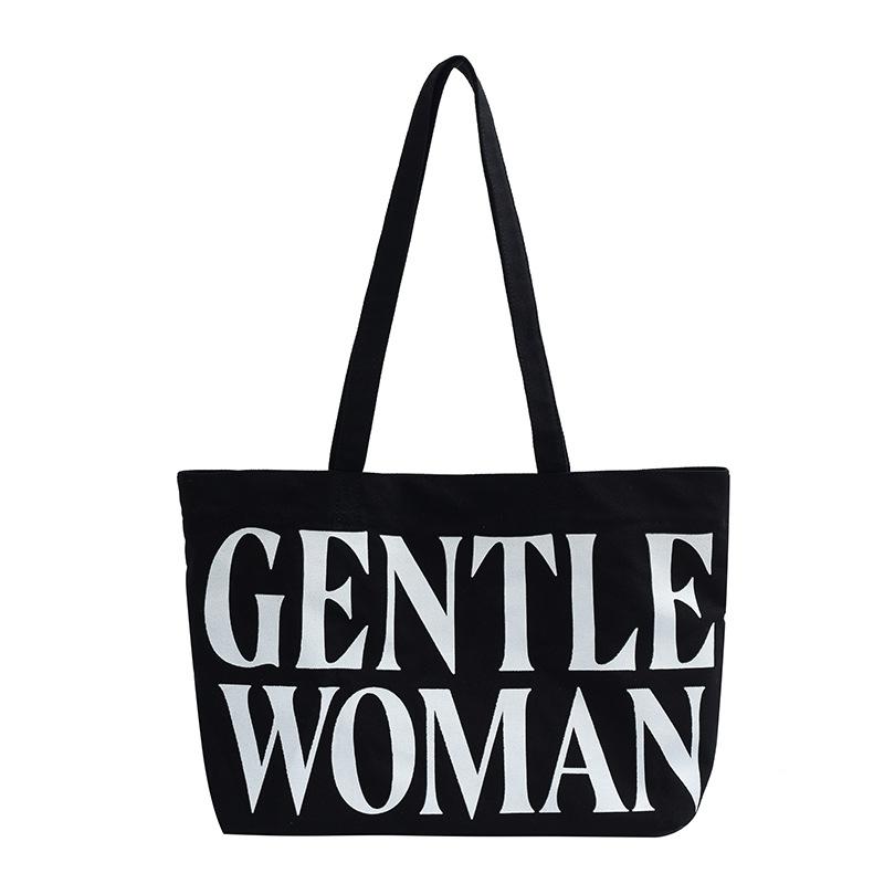 Students class large capacity alphabet canvas bag 2025 summer new tote bag fashionable shoulder handbag