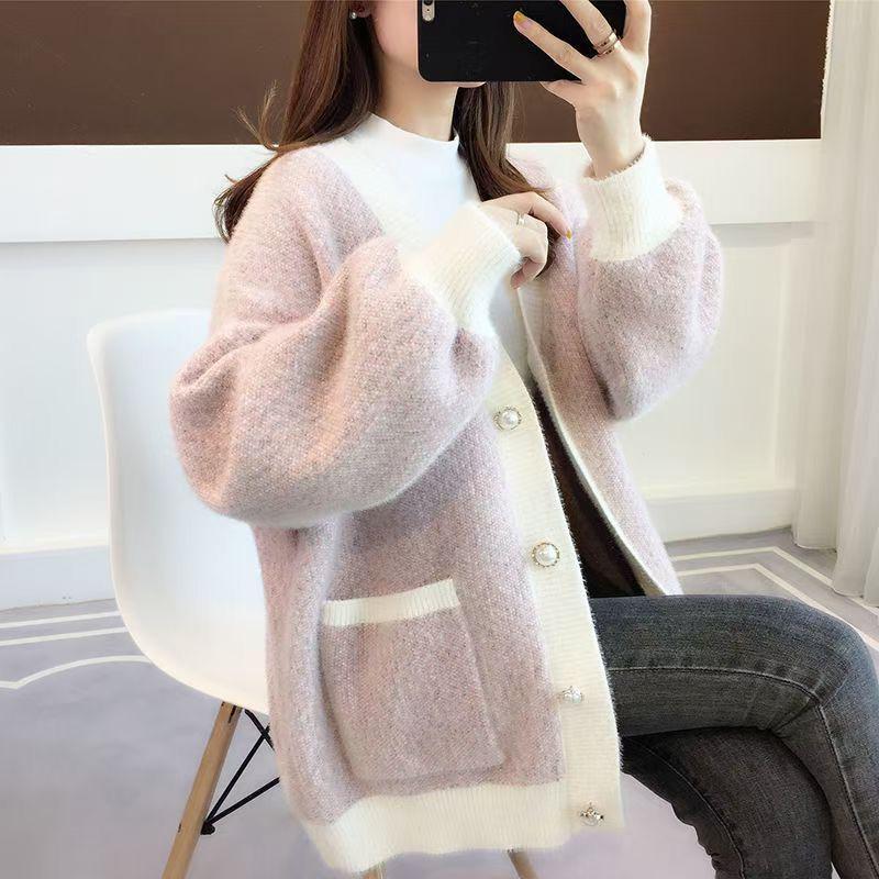 Autumn 2025 Thick Knit Women's Cardigan - Loose, Lazy Style